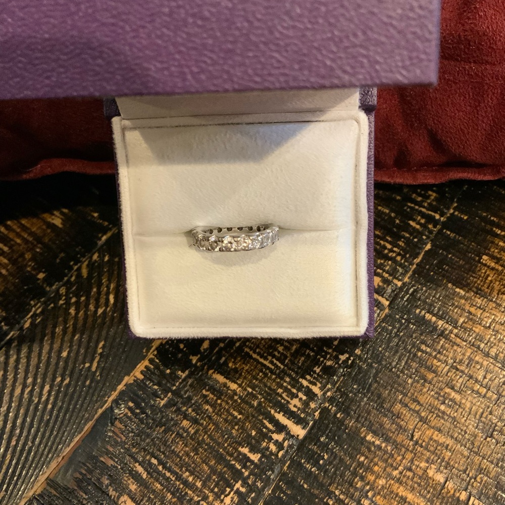 White Sterling Silver Eternity Band - Picture 3 of 5